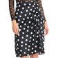 Rachel Roy Juniors' Susanna Gathered Polka Dot Midi Skirt Black Size 4
