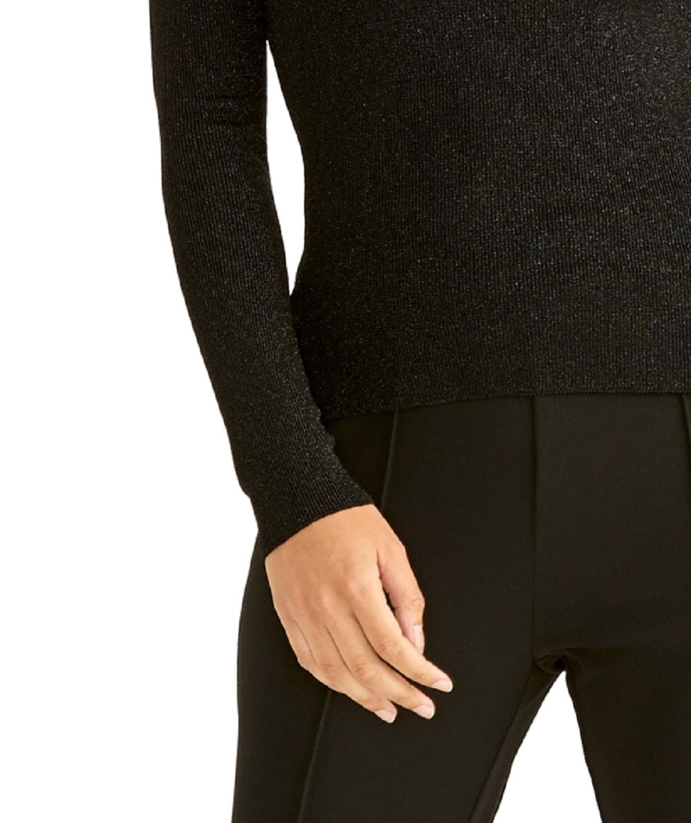 Rachel Roy Metallic Ringer Pullover Sweater Black Size X-Large
