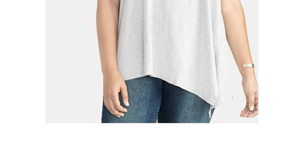 RACHEL Rachel Roy Women's Trendy Plus Size Split-Sleeve Asymmetrical Top Gray Size 1X
