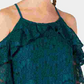 Ultra Flirt Women's Deep Teal Small Lace Cold Shoulder Top Green Size Small