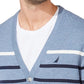 Nautica Men's Striped V-Neck Button Cardigan Blue Small Medium