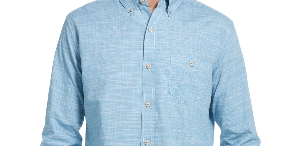 Weatherproof Vintage Men's Pinstripe Collared Dress Shirt Blue Size Small