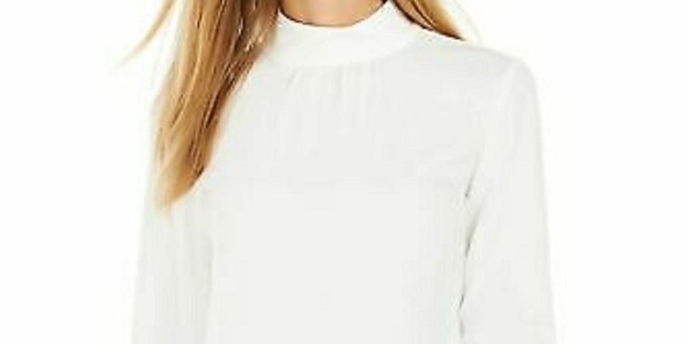 Calvin Klein Women's Mock Neck Long Sleeve Top White Size X-Large