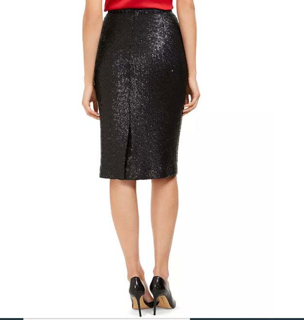 Calvin Klein Women's Sequined Pencil Skirt Black Size 10