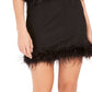 Lucy Paris Women's Feather-Trim Mini Skirt Black Size X-Large
