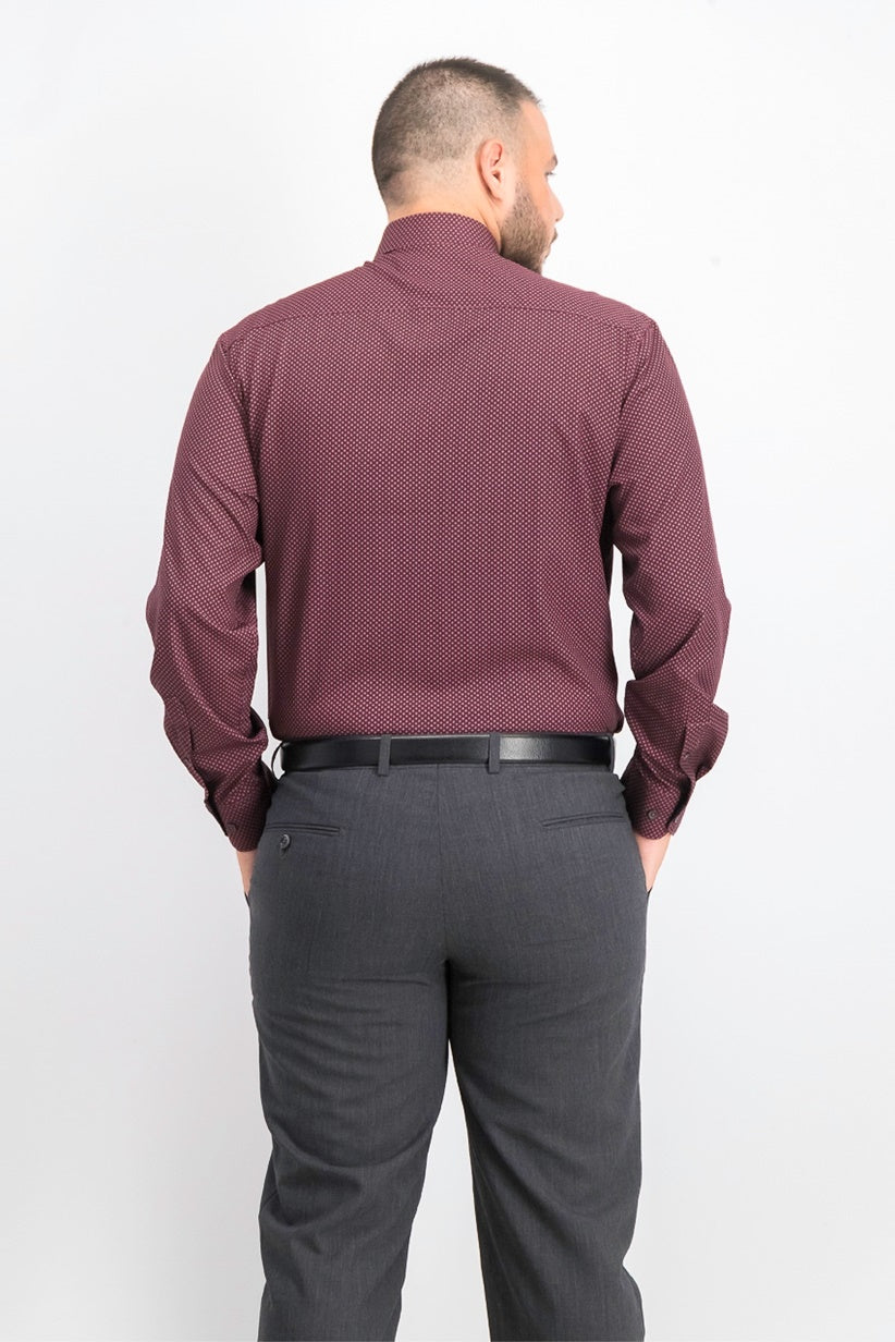 Society of Threads Men's Slim-Fit Performance Stretch Diamond Dress Shirt Red Size Large