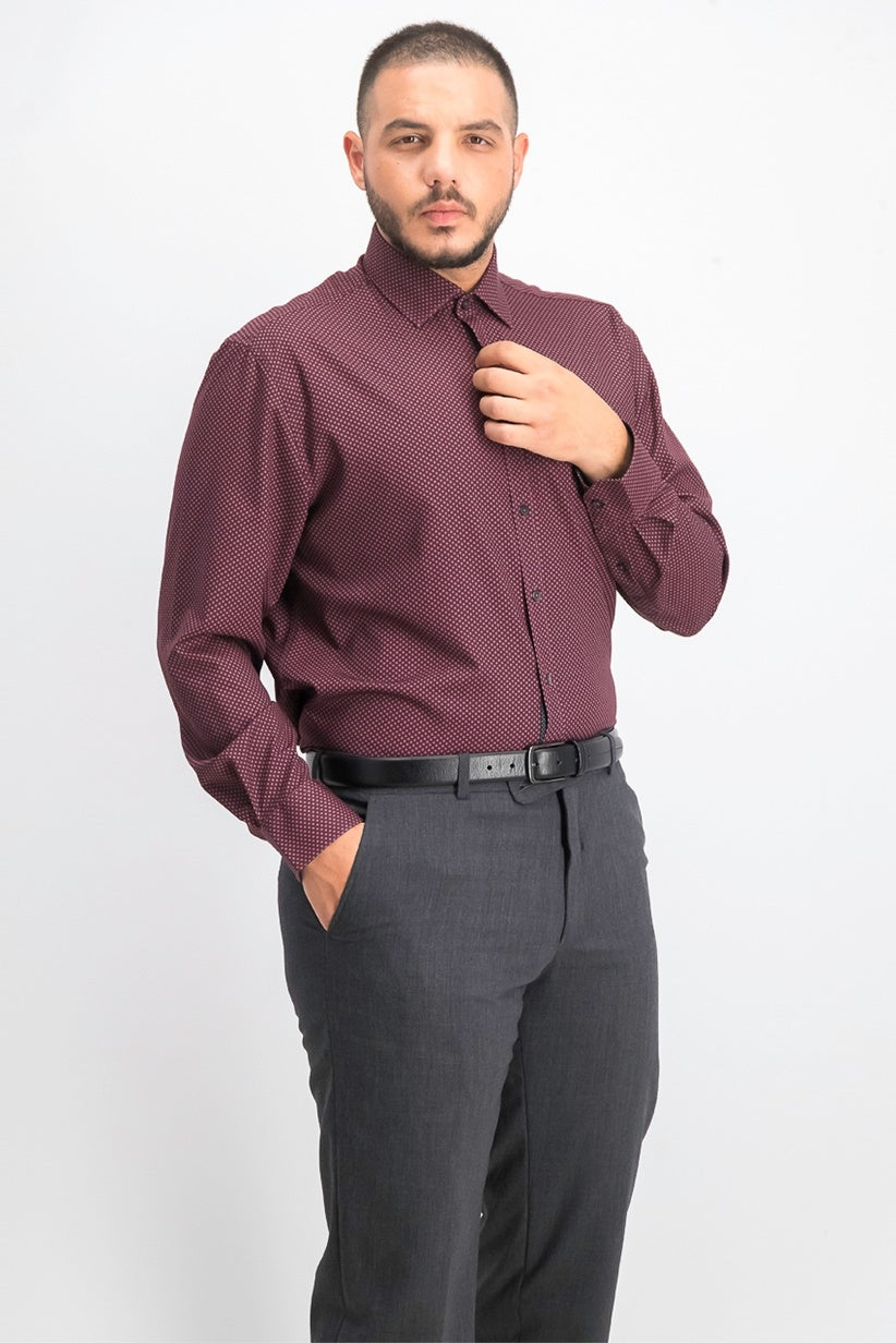 Society of Threads Men's Slim-Fit Performance Stretch Diamond Dress Shirt Red Size Large
