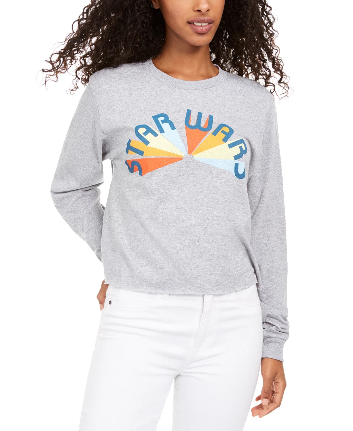 Mad Engine Disney Juniors' Cotton Long-Sleeve Star Wars Graphic T-Shirt Gray Size X-Large