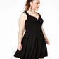 B Darlin Women's Trendy Plus Size Open-Back Fit & Flare Dress Black Size 22W