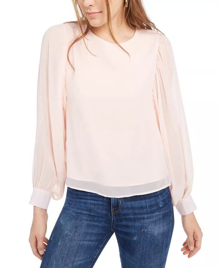 Q & A Women's Volume Sleeve Blouse Pink Size X-Small