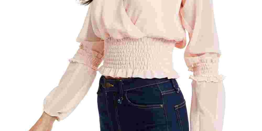 Q & A  Women's Long Sleeve V Neck Top Pink Size X-Large