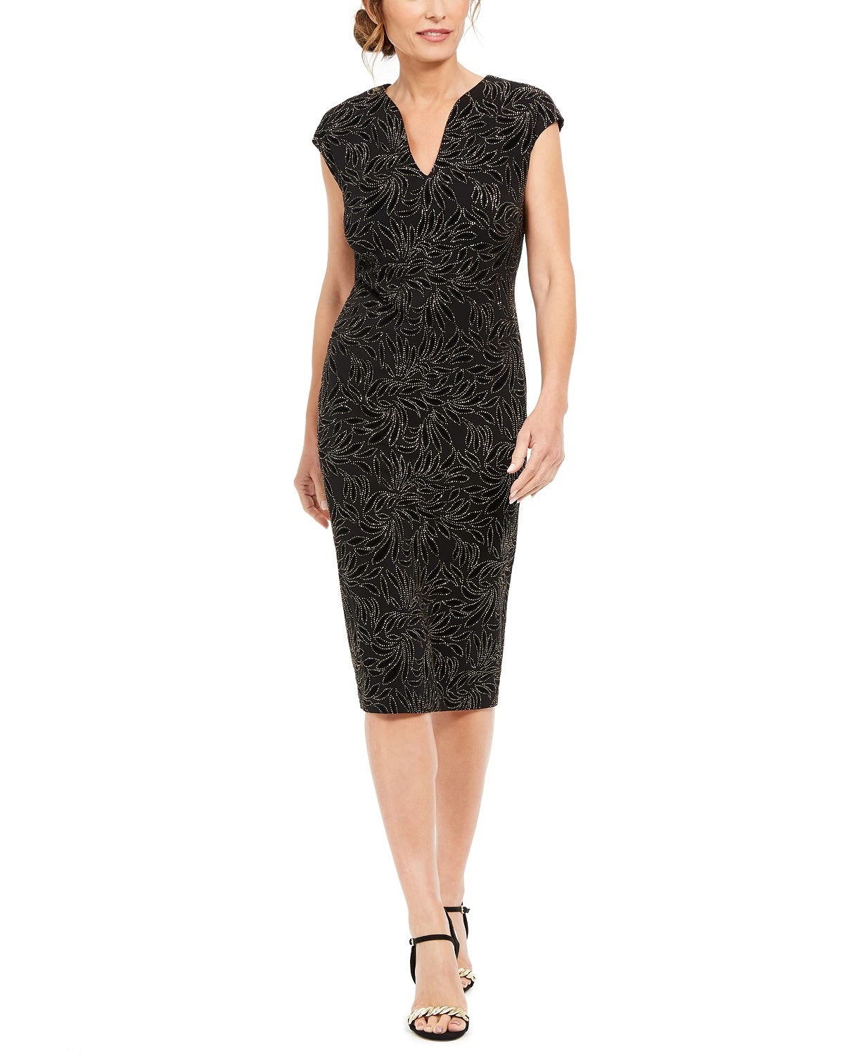 Connected Women's Cap-Sleeve Embellished Dress Black Size 10