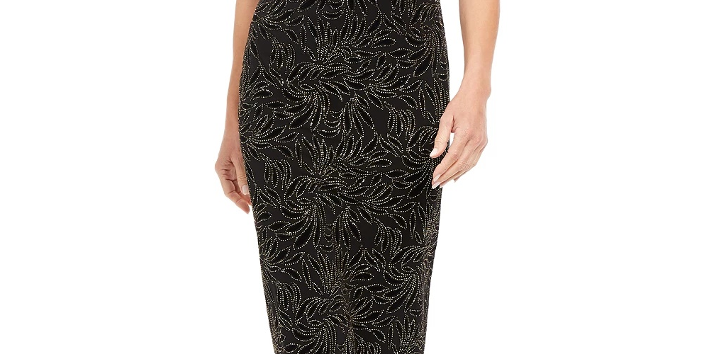 Connected Women's Cap-Sleeve Embellished Dress Black Size 10