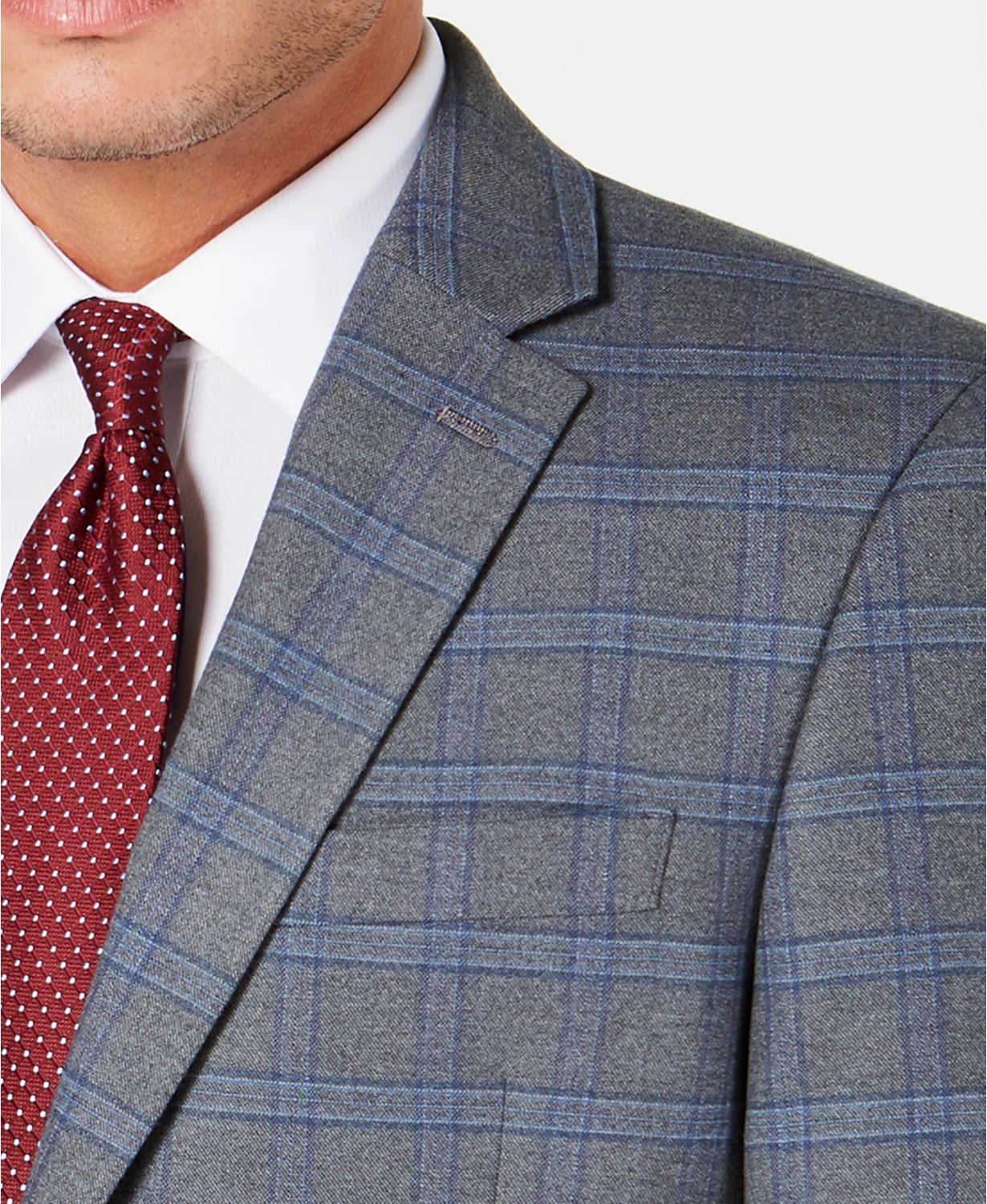 Tommy Hilfiger Men's Modern Fit Thflex Stretch Windowpane Sport Coat Grey Size 44