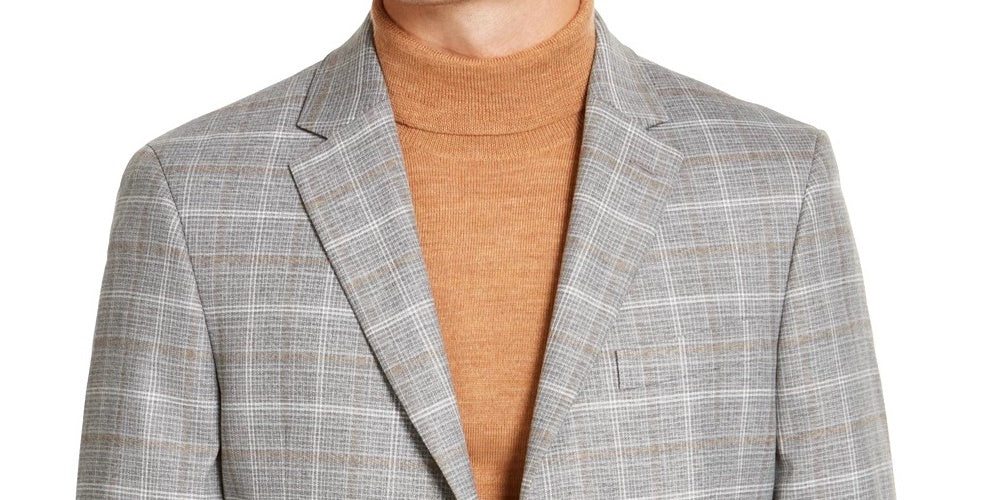 Tommy Hilfiger Men's Check Coat Beige Size 46
