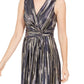 Vince Camuto Women's Metallic Pleat Sleeveless Dress Blue Size 10