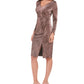 Vince Camuto Women's Metallic Animal Print Stretch Dress Brown Size 4