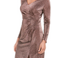 Vince Camuto Women's Metallic Animal Print Stretch Dress Brown Size 4