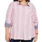 Tommy Hilfiger Women's Striped Cotton Shirt Red Size 2X