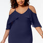 NY Collection Women's Plus Size Chiffon Cold-Shoulder Maxi Dress Navy Size 2X