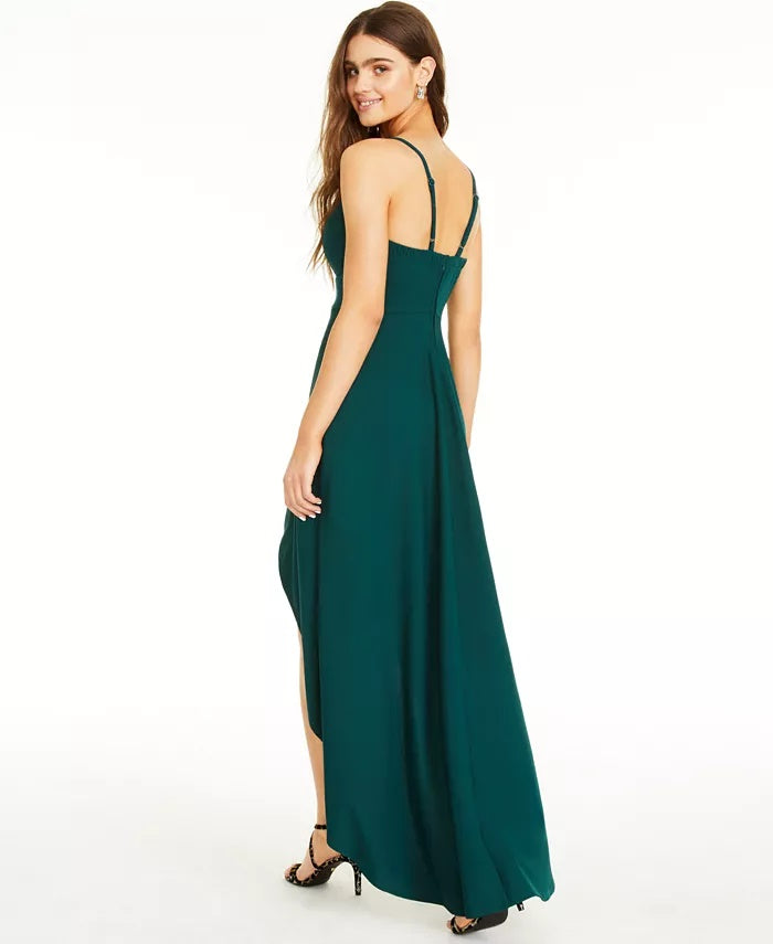 Speechless Juniors' Scalloped-Neck High-Low Dress Bright Green Size 5