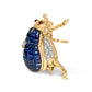 18K Yellow Gold 3/8 Cttw Diamond and 5 4/5 Cttw Blue Sapphire Bumblebee Brooch Pin (F-G Color, VS2-SI1 Clarity)