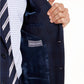 Michael Kors Men's Classic-Fit Airsoft Stretch Navy Blue Plaid Suit Jacket Navy Size 48