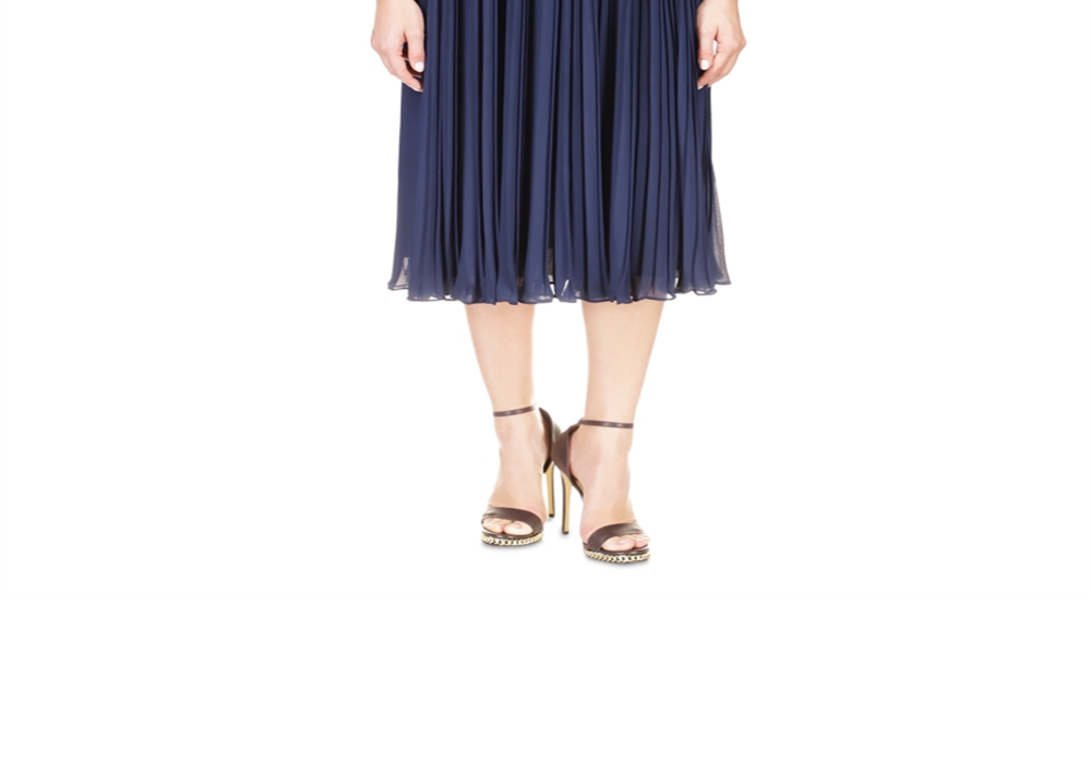 Michael Michael Kors Pleated Midi Dress Blue