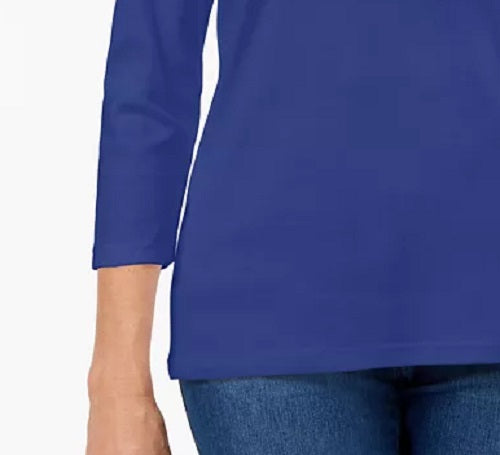 Karen Scott Women's Scoop-Neck Top Blue Size Large