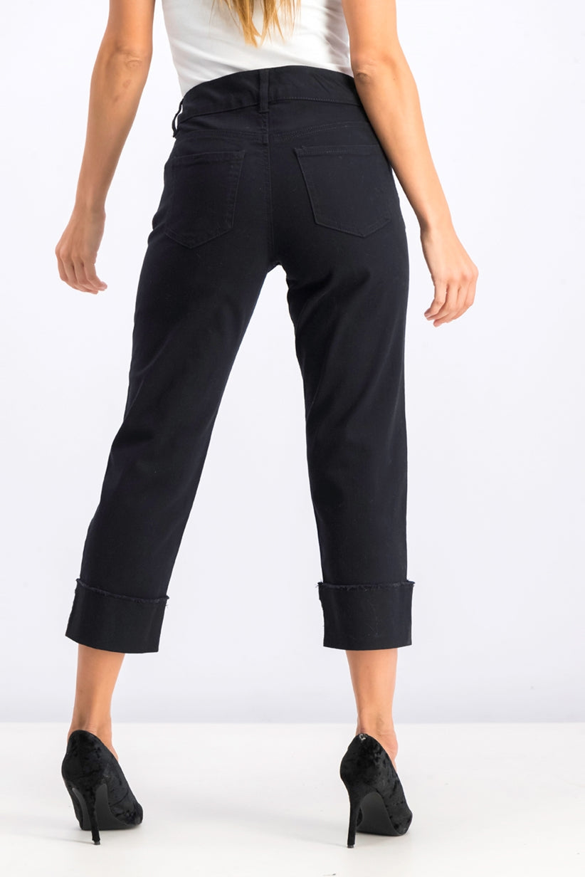 Style & Co Women's High Cuffed Capri Jeans Black Size 12