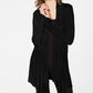 INC International Concepts Women's Ribbed-Knit Draped Cardigan Black Size Small
