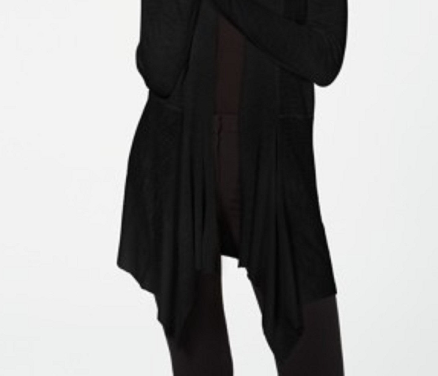 INC International Concepts Women's Ribbed-Knit Draped Cardigan Black Size Small