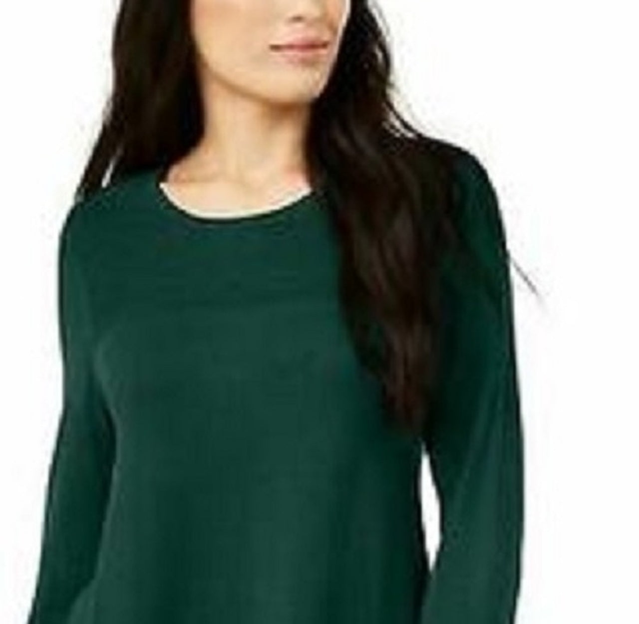 Alfani Women's Ottoman Knit Tunic Sweater Green Size Medium