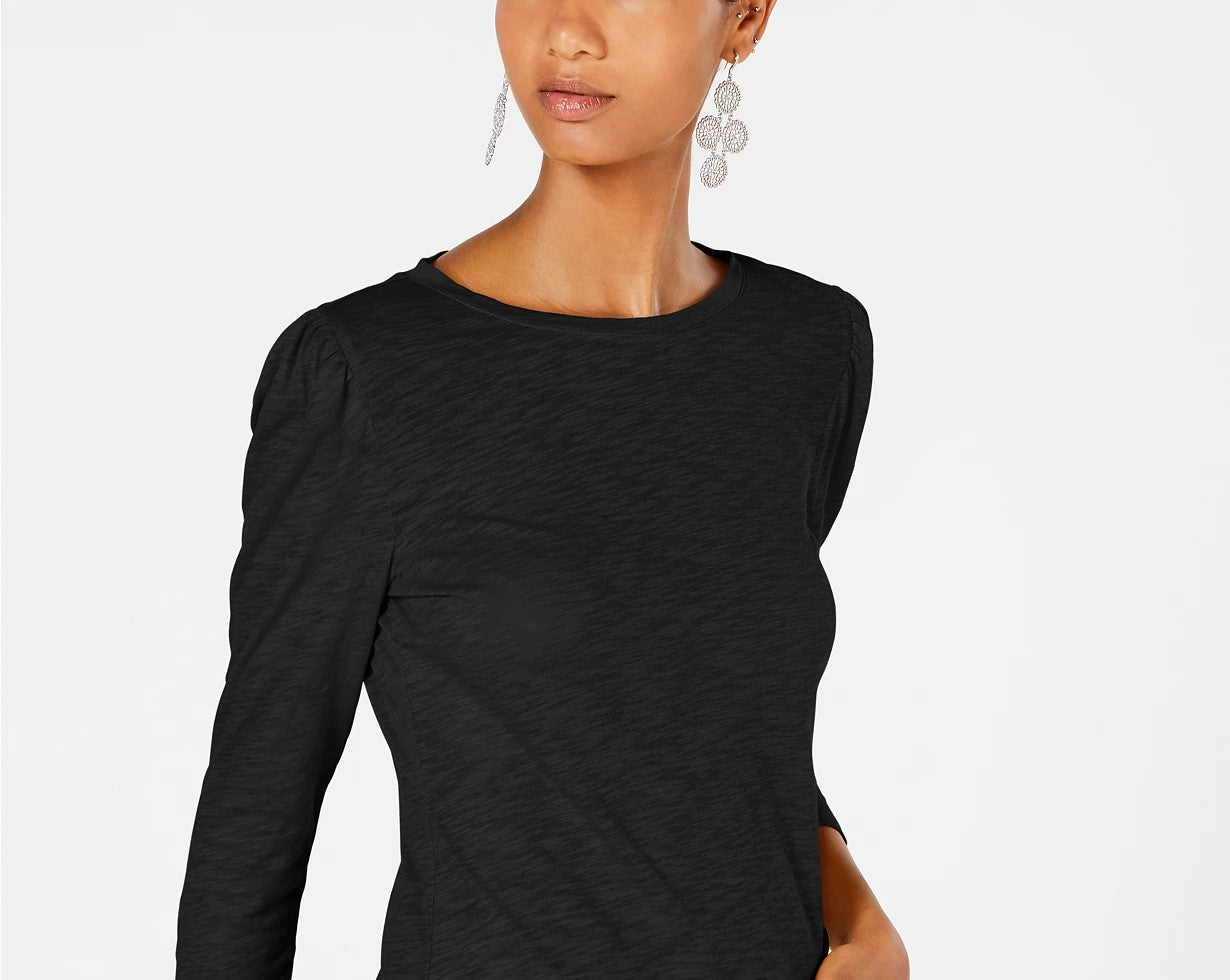INC International Concepts Women's Puff-Sleeve Top Navy Size Small