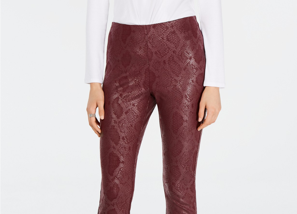 INC International Concepts Women's Snake-Print Skinny Pants Brown Size 10