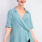 Alfani Women's Collared Surplice Blouse Green Size Small
