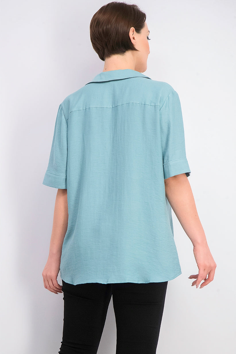 Alfani Women's Collared Surplice Blouse Green Size Small