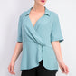 Alfani Women's Collared Surplice Blouse Green Size Small
