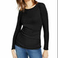 INC International Concepts Women's Long-Sleeve Draped T-Shirt Black Size X-Small