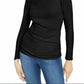 INC International Concepts Women's Long-Sleeve Draped T-Shirt Black Size X-Small