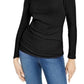 INC International Concepts Women's Long-Sleeve Draped T-Shirt Black Size XX Large