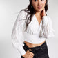 Bar III Women's Jacquard Cropped Blouse White Size XX-Large