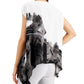Alfani Women's Abstract-Print Asymmetrical-Hem Top Gray Size Large