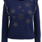 INC International Concepts Women's Ruffled Star Sweatshirt Blue Size Medium