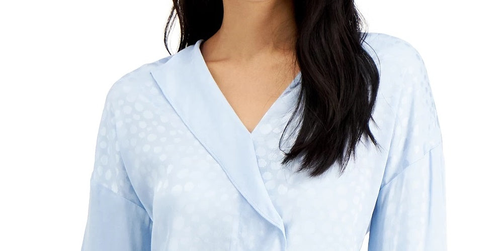 Alfani Women's Dot-Print Surplice Blouse White Size Large