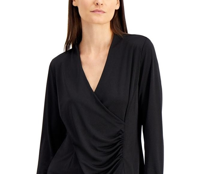 Alfani Women's Wrap-Style Top Gray Size Medium