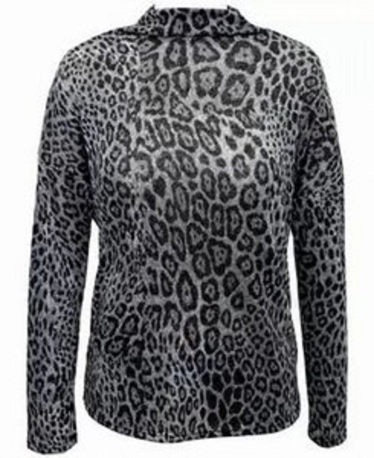 INC International Concepts Women's Animal-Print Funnel-Neck Top Gray Size Medium