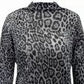 INC International Concepts Women's Animal-Print Funnel-Neck Top Gray Size Medium
