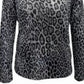 INC International Concepts Women's Animal-Print Funnel-Neck Top Gray Size Medium