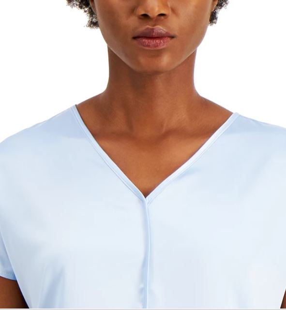 Alfani Women's V Neck Top Blue Size X-Large